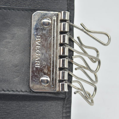 BVLGARI Weekend Gray PVC Black Leather 6 Pics Key Cases CONSIGNMENT