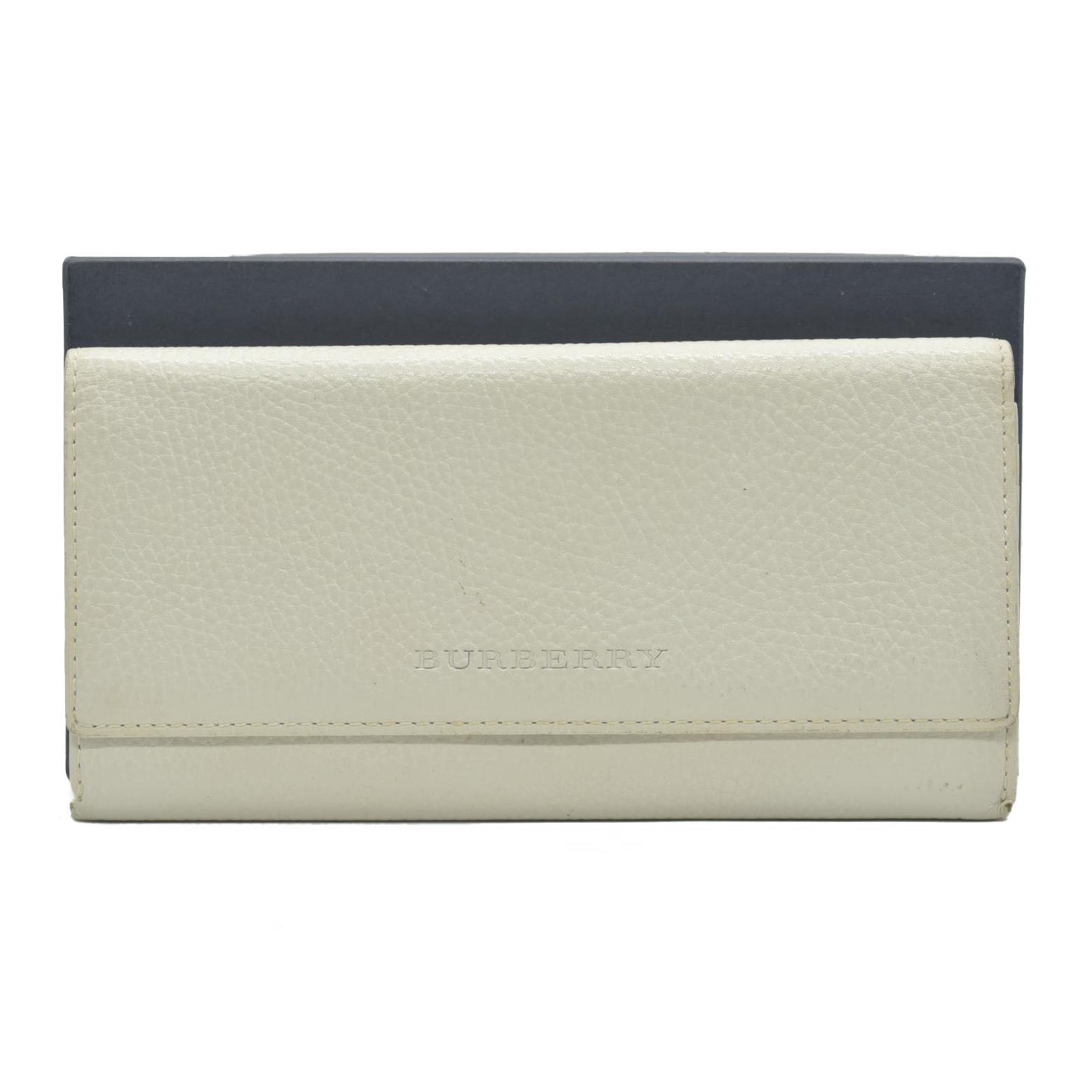 $720 BURBERRY Leather Long Bifold Wallet Purse Beige CONSIGNMENT