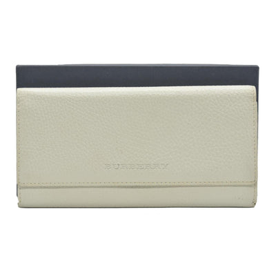 $720 BURBERRY Leather Long Bifold Wallet Purse Beige CONSIGNMENT