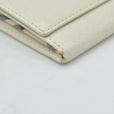 $720 BURBERRY Leather Long Bifold Wallet Purse Beige CONSIGNMENT