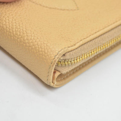 $700 Chanel Caviar Timeless CC Zip Around Coin Purse Beige CONSIGNMENT