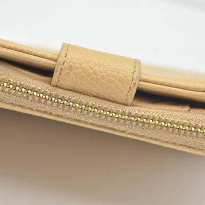 $700 Chanel Caviar Timeless CC Zip Around Coin Purse Beige CONSIGNMENT
