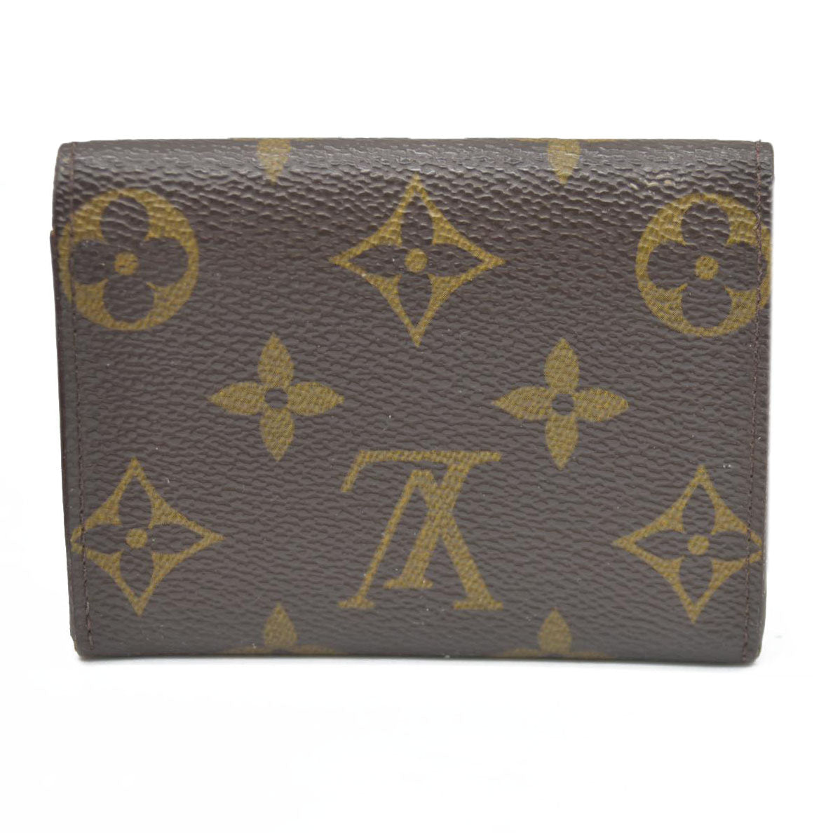 AUCTION $430 Louis Vuitton Monogram Porte Monnaie Plat Coin Purse Wallet Brown