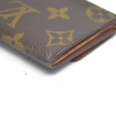 AUCTION $430 Louis Vuitton Monogram Porte Monnaie Plat Coin Purse Wallet Brown