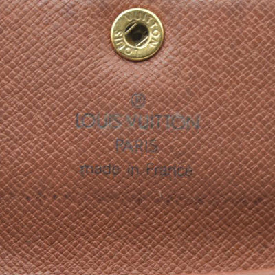 AUCTION $430 Louis Vuitton Monogram Porte Monnaie Plat Coin Purse Wallet Brown