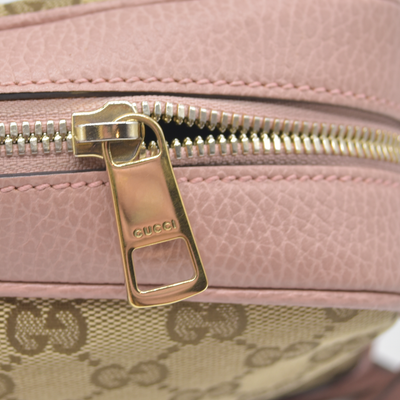 $1290 Gucci Monogram Mini Bree Messenger Bag Beige Soft Pink