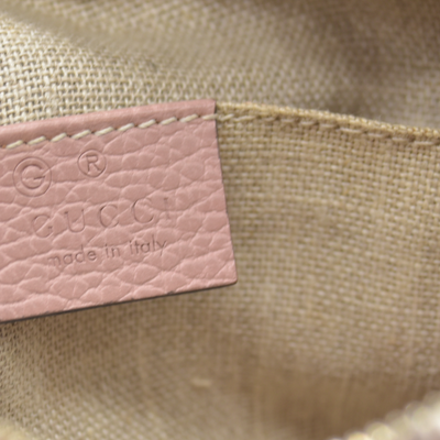 $1290 Gucci Monogram Mini Bree Messenger Bag Beige Soft Pink