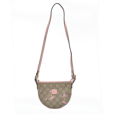 $810 Gucci Children's Zoo Shoulder Bag Printed GG Coated Canvas