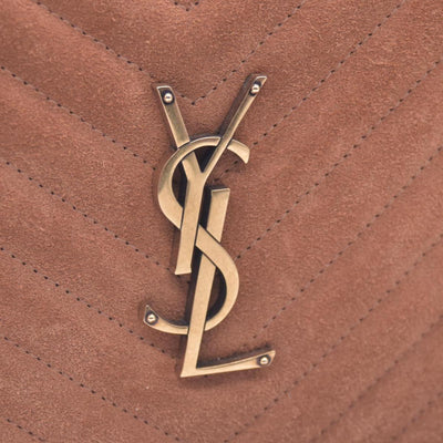 $1690 Saint Laurent Suede Matelasse Monogram Lou Camera Bag Cinnamon