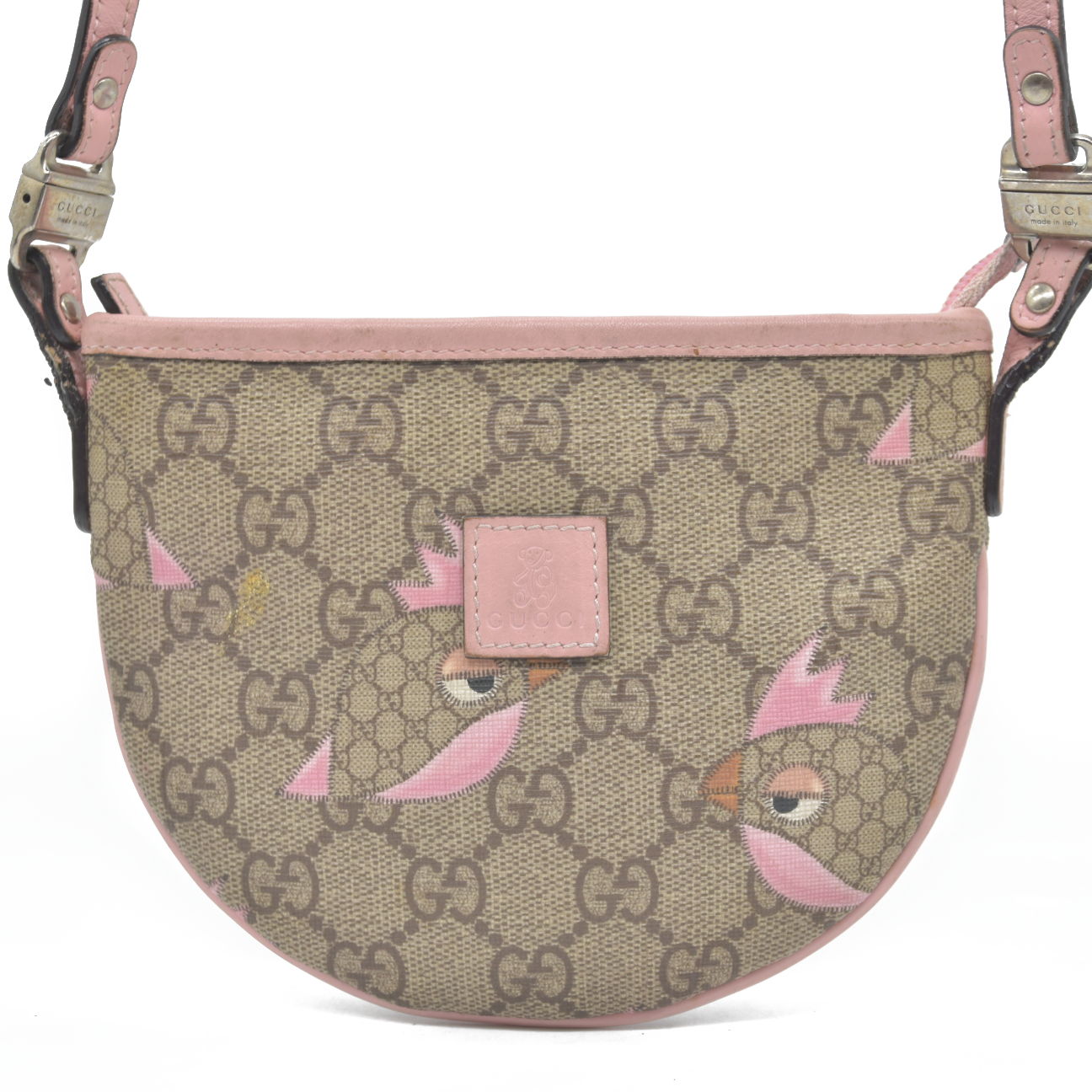 $810 Gucci Children's Zoo Shoulder Bag Printed GG Coated Canvas