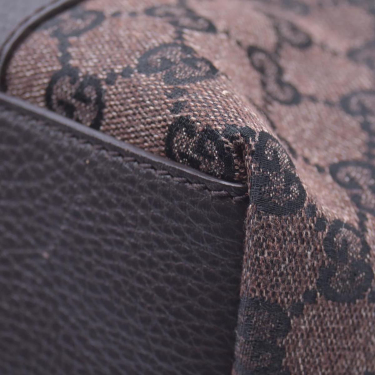 $1450 GUCCI GG Canvas Bamboo Ring Handle Tote Bag Brown CONSIGNMENT 10021346