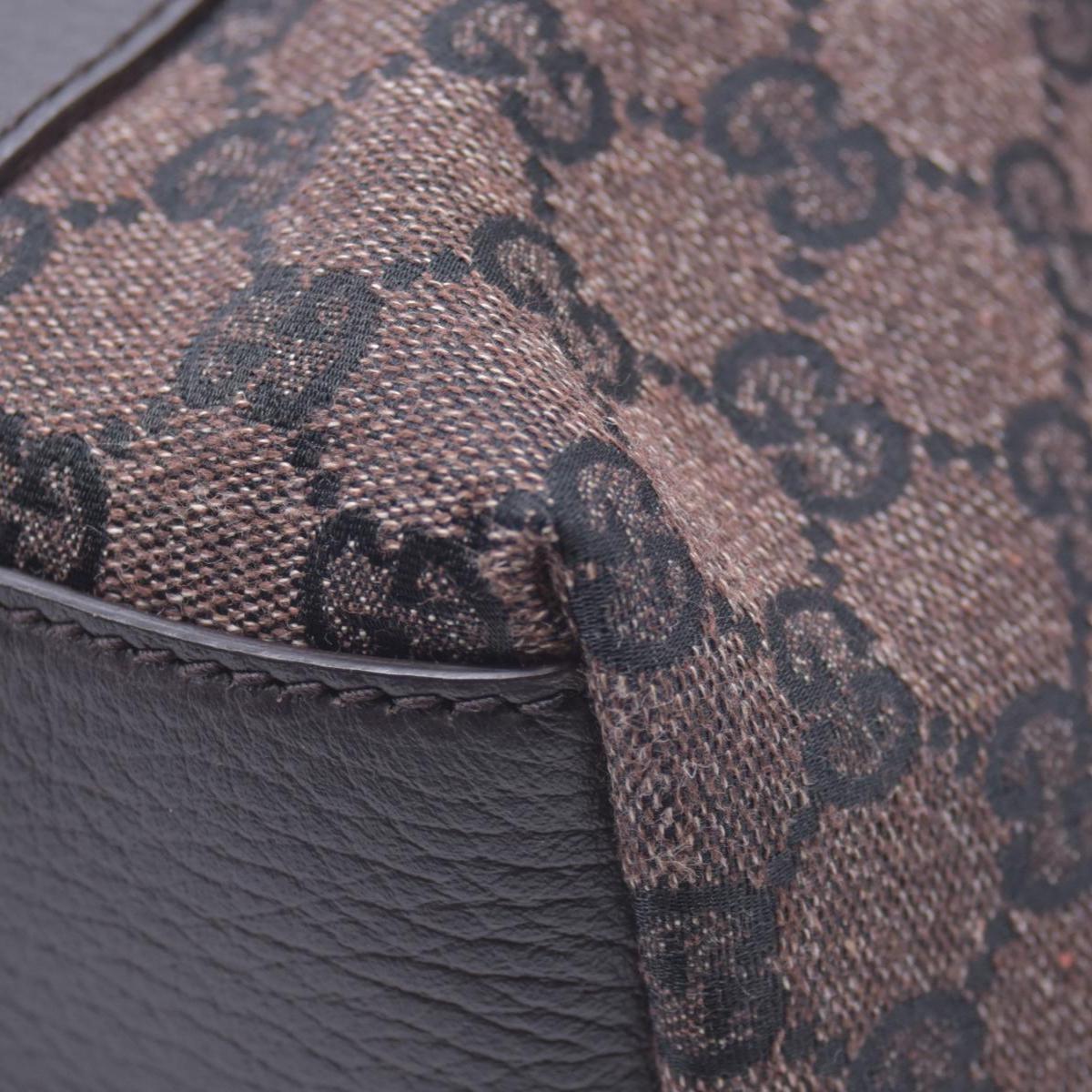$1450 GUCCI GG Canvas Bamboo Ring Handle Tote Bag Brown CONSIGNMENT 10021346