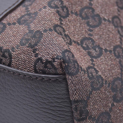 $1450 GUCCI GG Canvas Bamboo Ring Handle Tote Bag Brown CONSIGNMENT 10021346