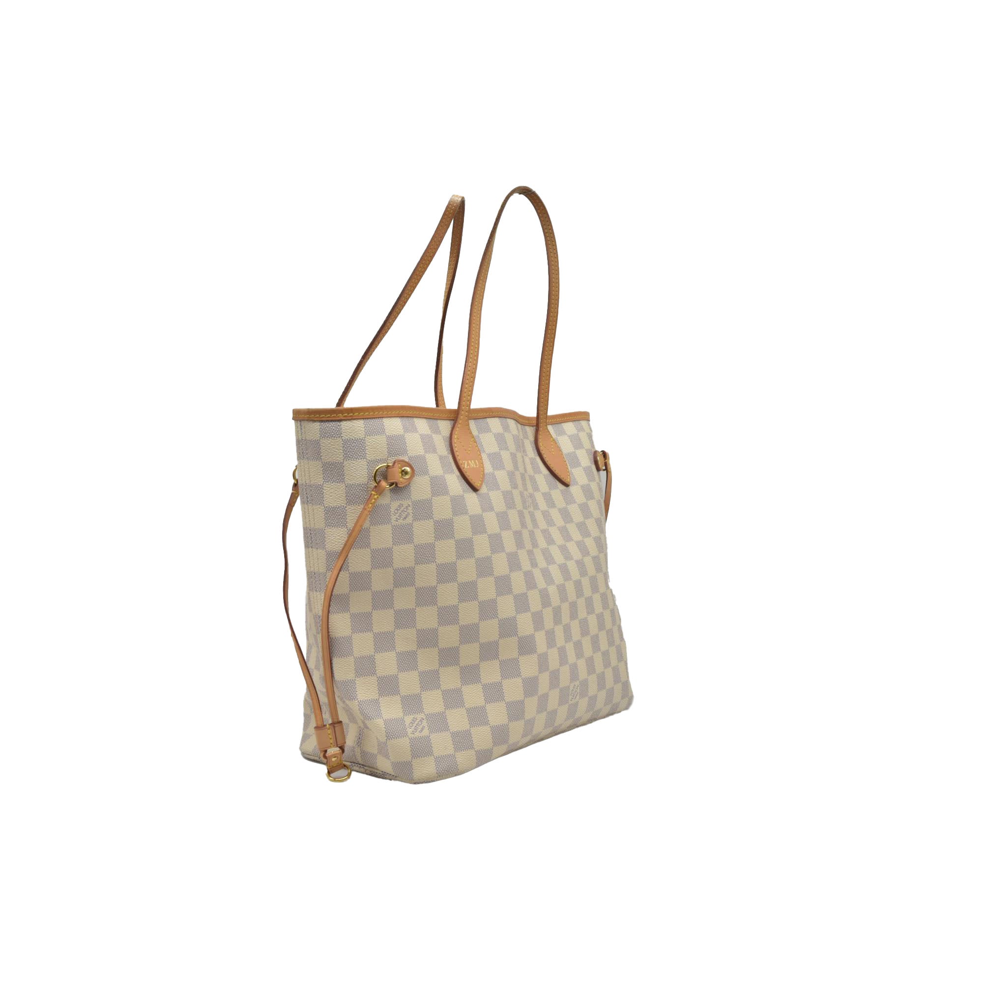 $2170 Louis Vuitton Damier Azur Neverfull MM Rose Ballerine FL4158