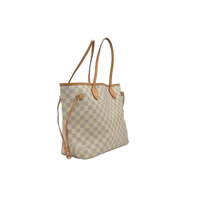 $2170 Louis Vuitton Damier Azur Neverfull MM Rose Ballerine FL4158