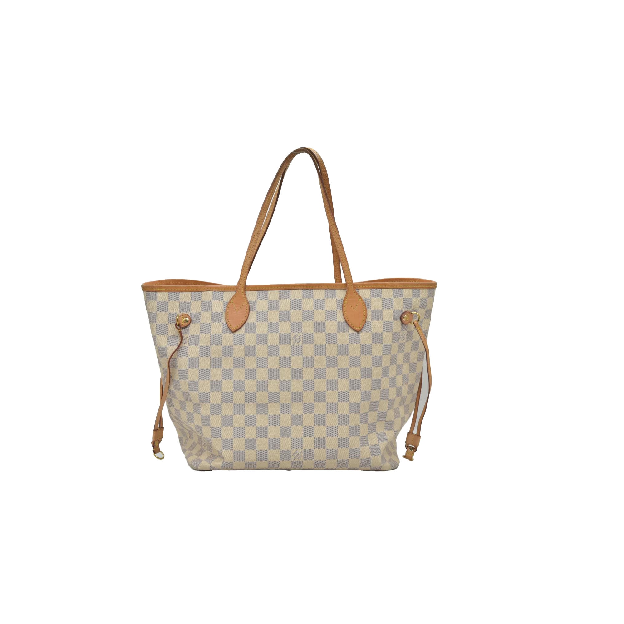 $2170 Louis Vuitton Damier Azur Neverfull MM Rose Ballerine FL4158
