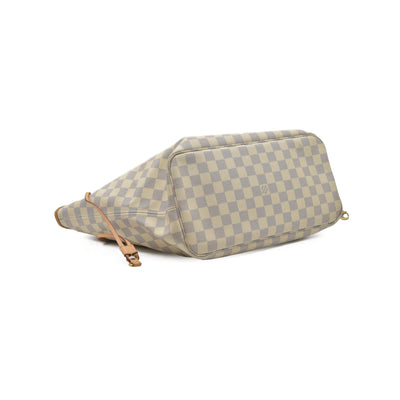 $2170 Louis Vuitton Damier Azur Neverfull MM Rose Ballerine FL4158