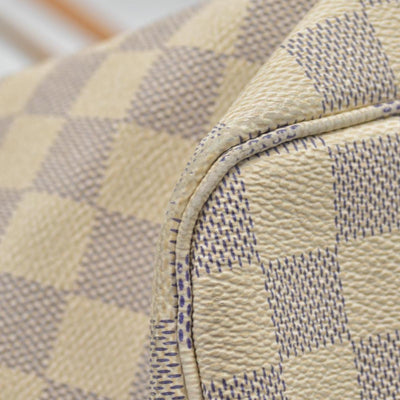 $2170 Louis Vuitton Damier Azur Neverfull MM Rose Ballerine FL4158