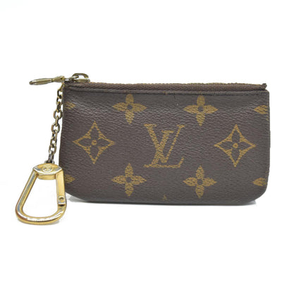 AUCTION $345 Louis Vuitton Monogram Pochette Cles Wallet Coin Purse Brown CT4047