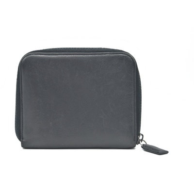 $725 Prada Logo Plaque Saffiano Wallet Black CONSIGNMENT 10020874