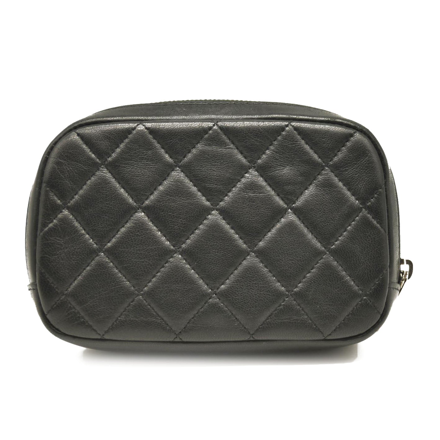 CHANEL Caviar Quilted Small Curvy Pouch Cosmetic Case Black