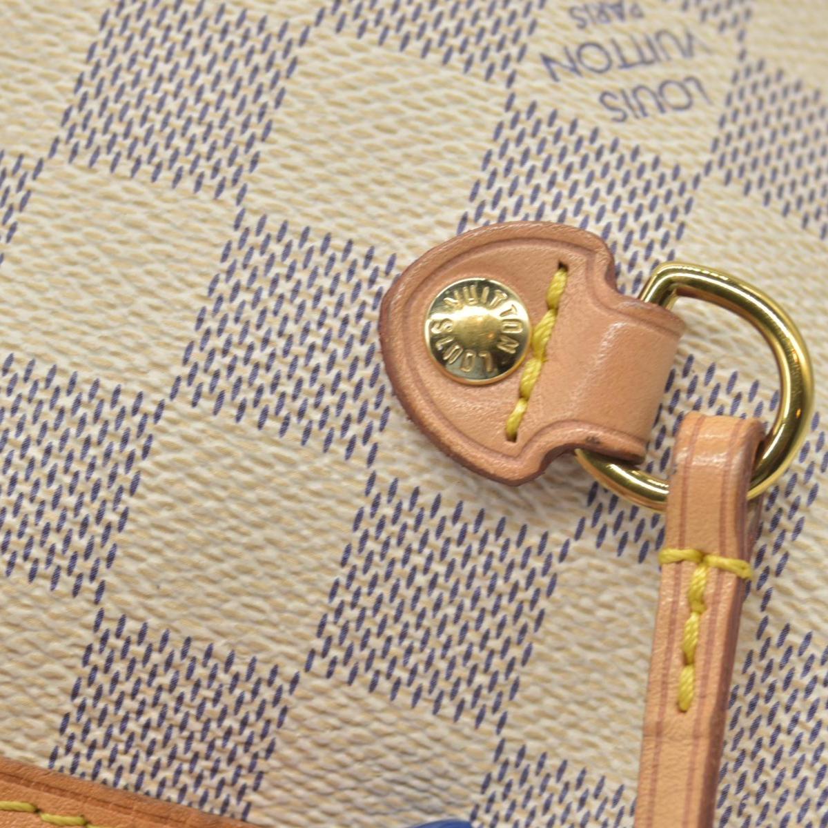 $2170 Louis Vuitton Damier Azur Neverfull MM Rose Ballerine FL4158
