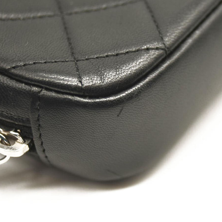 CHANEL Caviar Quilted Small Curvy Pouch Cosmetic Case Black