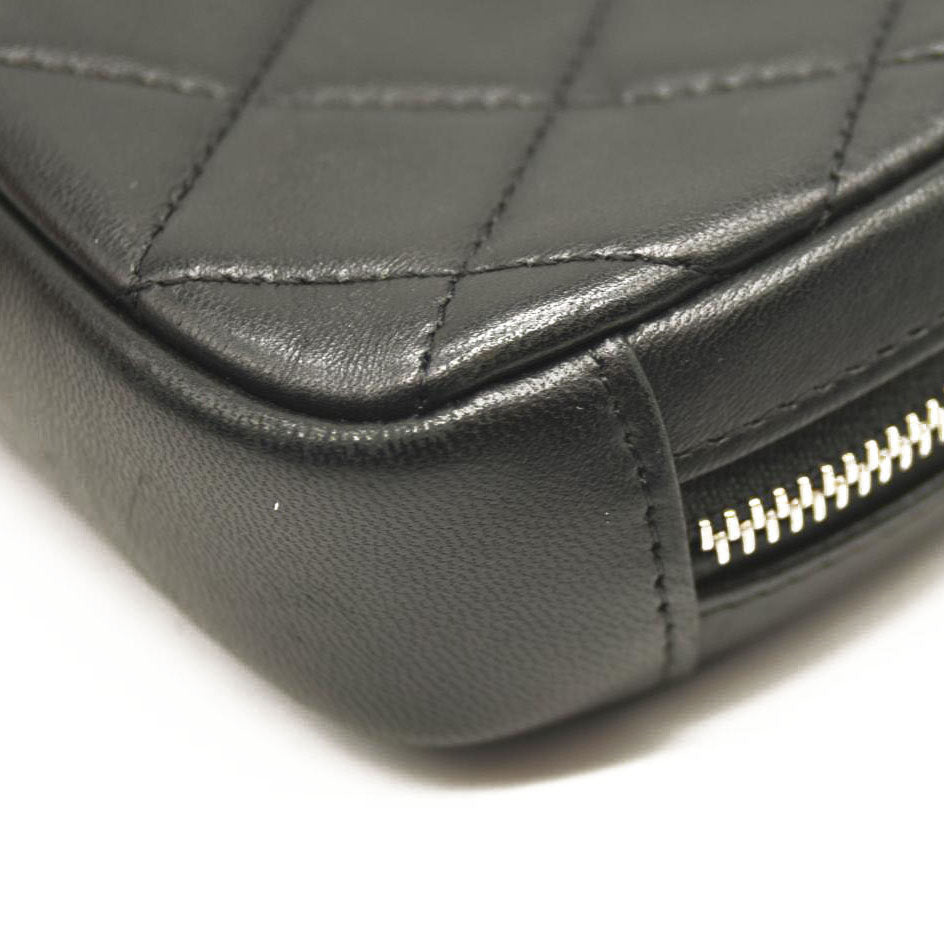 CHANEL Caviar Quilted Small Curvy Pouch Cosmetic Case Black