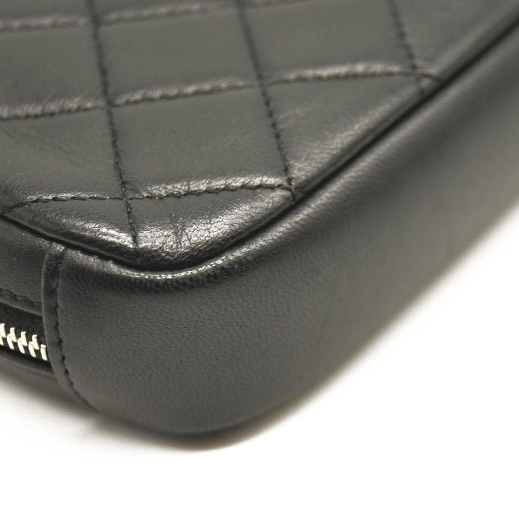 CHANEL Caviar Quilted Small Curvy Pouch Cosmetic Case Black