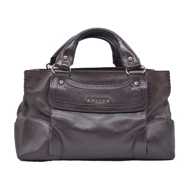 $1250 CELINE Metallic Leather Boogie Tote Bag Silver CONSIGNMENT 10021355