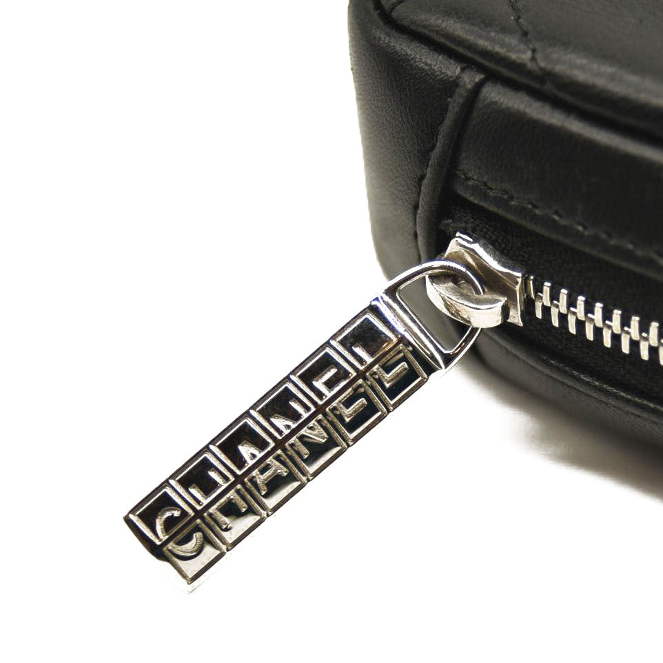 CHANEL Caviar Quilted Small Curvy Pouch Cosmetic Case Black