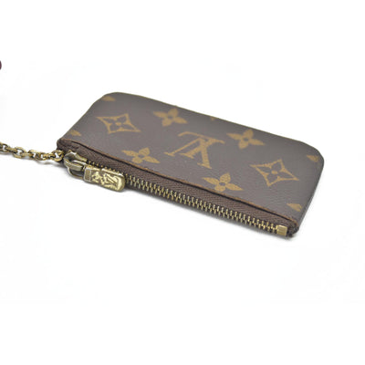 AUCTION $345 Louis Vuitton Monogram Pochette Cles Wallet Coin Purse Brown CT4047