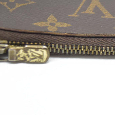 AUCTION $345 Louis Vuitton Monogram Pochette Cles Wallet Coin Purse Brown CT4047