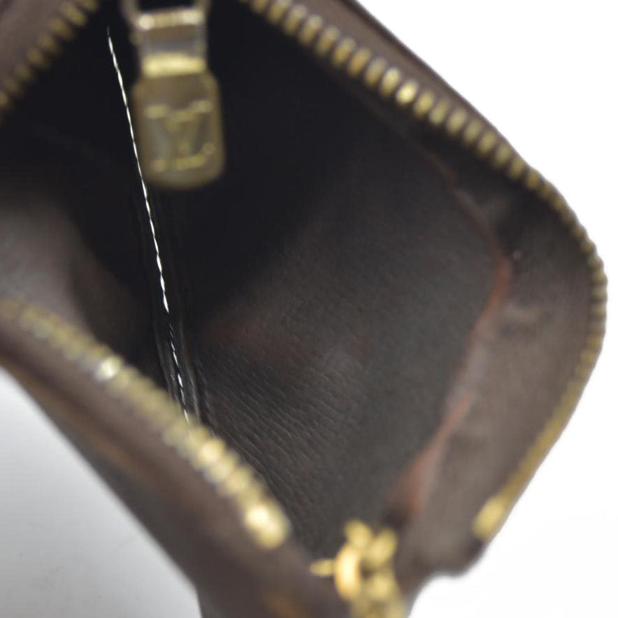 AUCTION $345 Louis Vuitton Monogram Pochette Cles Wallet Coin Purse Brown CT4047