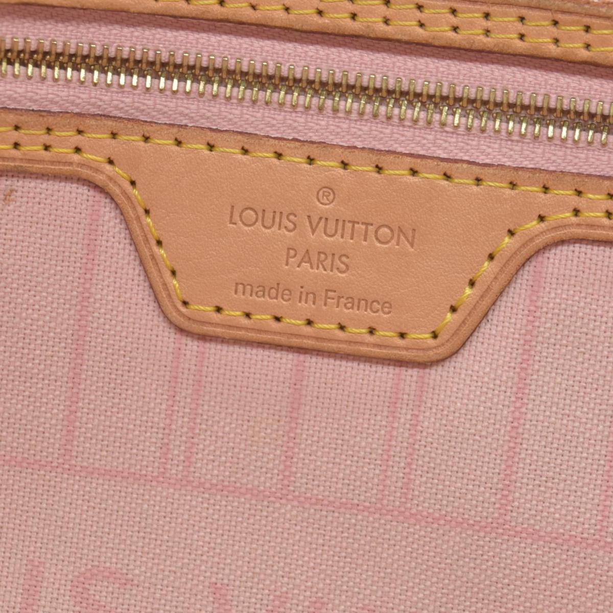 $2170 Louis Vuitton Damier Azur Neverfull MM Rose Ballerine FL4158