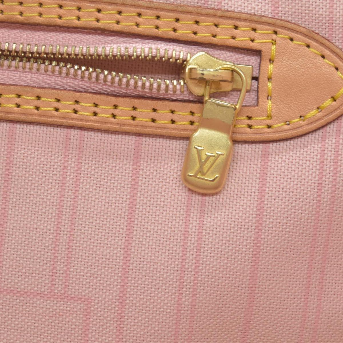 $2170 Louis Vuitton Damier Azur Neverfull MM Rose Ballerine FL4158