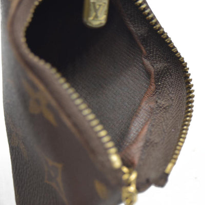 AUCTION $345 Louis Vuitton Monogram Pochette Cles Wallet Coin Purse Brown CT4047