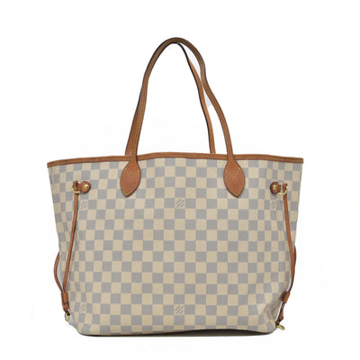 $2170 Louis Vuitton Damier Azur Neverfull MM Rose Ballerine AR4103