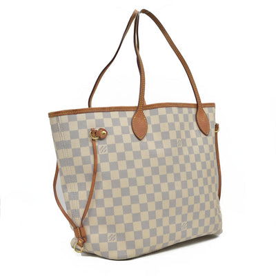 $2170 Louis Vuitton Damier Azur Neverfull MM Rose Ballerine AR4103