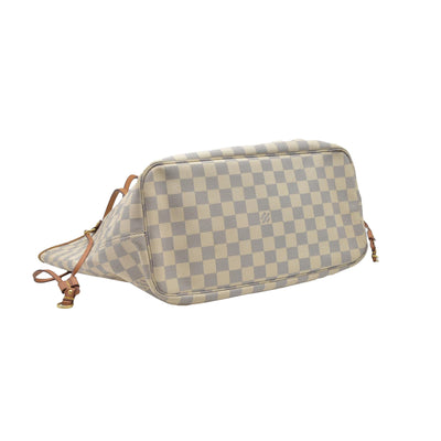 $2170 Louis Vuitton Damier Azur Neverfull MM Rose Ballerine AR4103