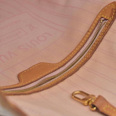 $2170 Louis Vuitton Damier Azur Neverfull MM Rose Ballerine AR4103