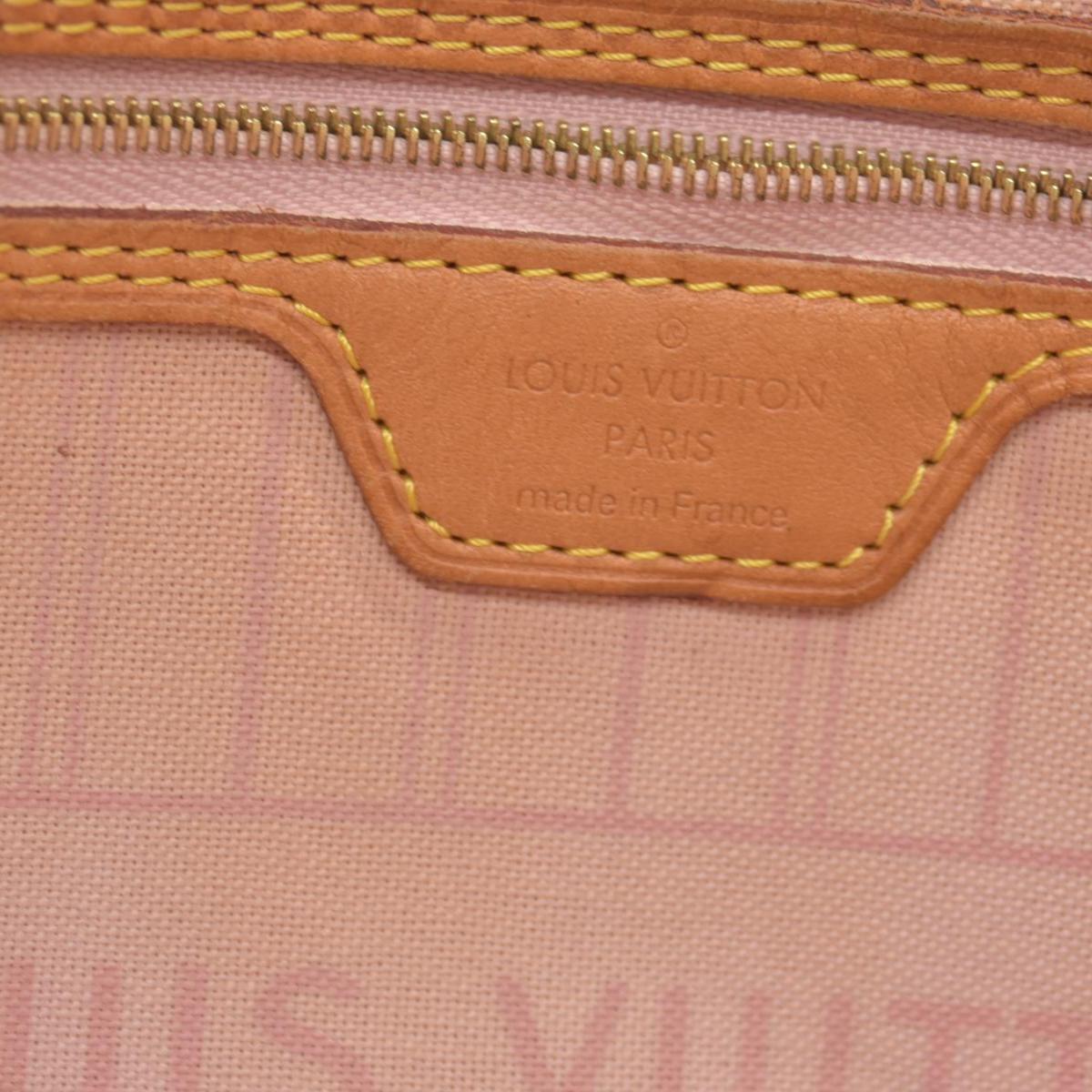 $2170 Louis Vuitton Damier Azur Neverfull MM Rose Ballerine AR4103