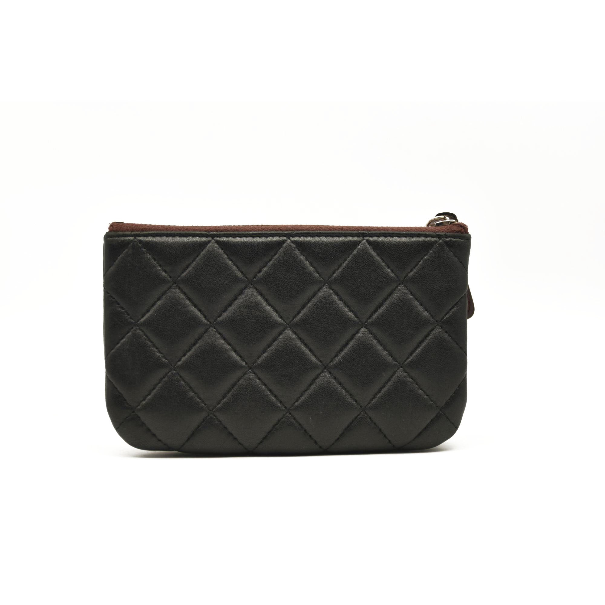 CHANEL Lambskin Quilted Small Cosmetic Case Black