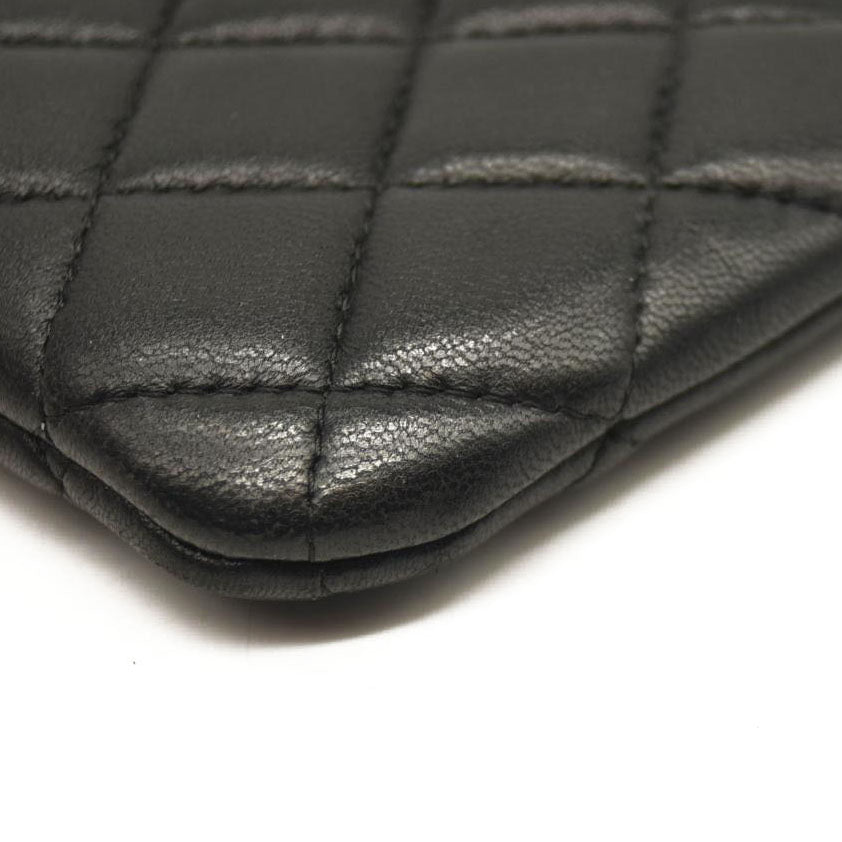 CHANEL Lambskin Quilted Small Cosmetic Case Black