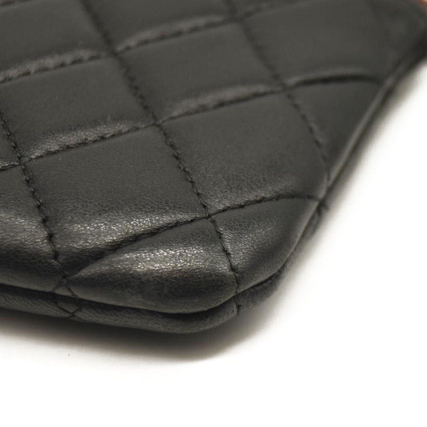 CHANEL Lambskin Quilted Small Cosmetic Case Black