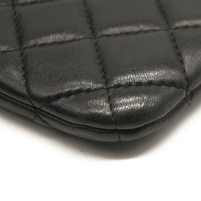 CHANEL Lambskin Quilted Small Cosmetic Case Black