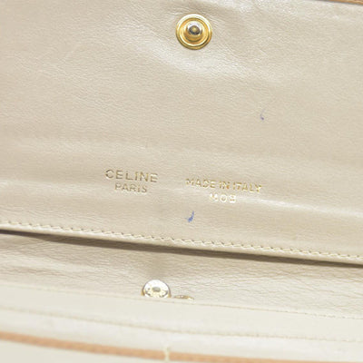 CELINE Macadam Leather Long Bifold Wallet Beige