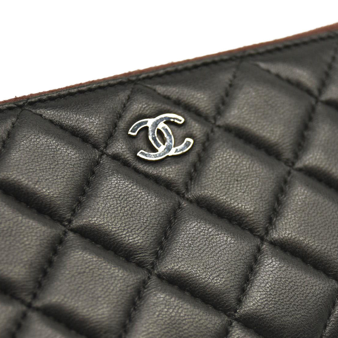CHANEL Lambskin Quilted Small Cosmetic Case Black