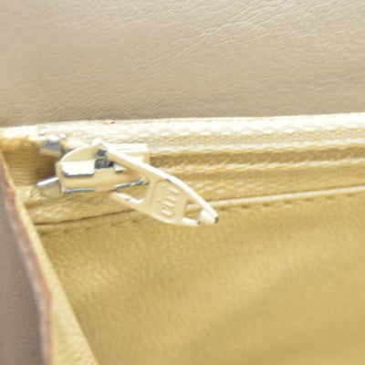 CELINE Macadam Leather Long Bifold Wallet Beige