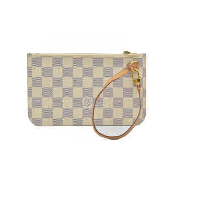 $600 Louis Vuitton Damier Azur Neverfull PM Pochette AR3164